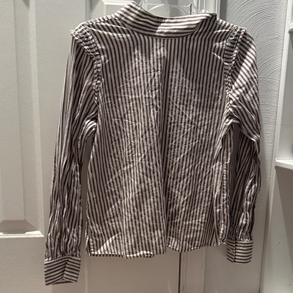 Everlane brown stripped shirt